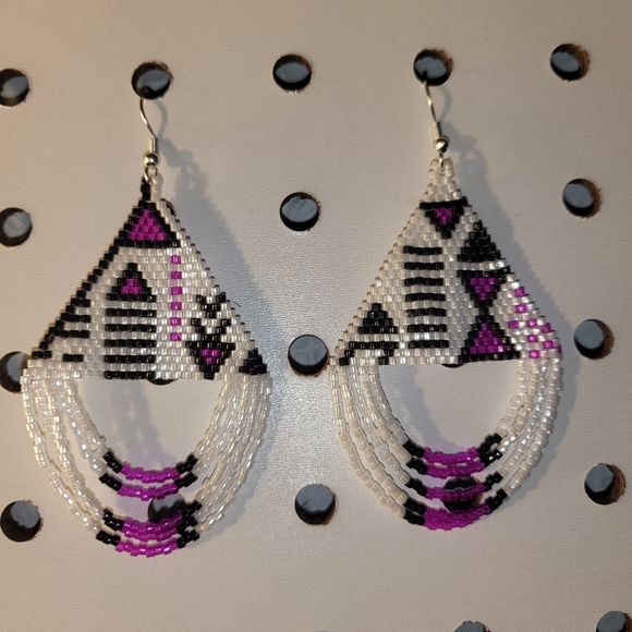 Handmade Beaded Looped Fringe Earrings - FELECITY - Picture 6 of 6